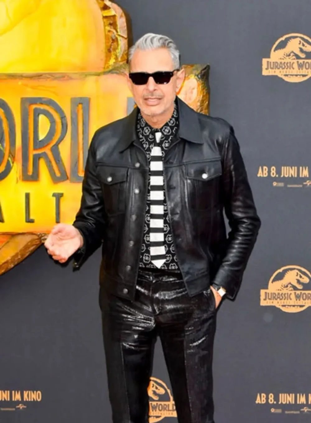 JEFF GOLDBLUM Leather Jacket | men celebrity leather jacket - Image 2