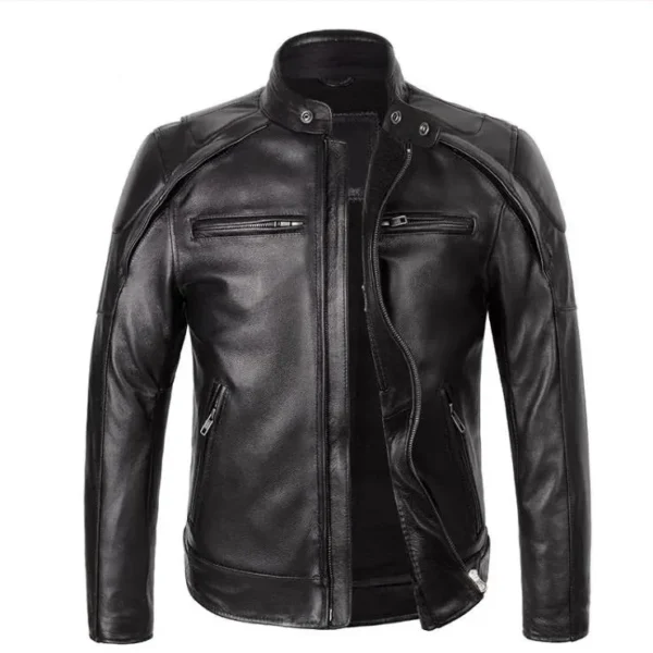 Men's Classic Rider Cowhide Leather Motorcycle Jacket