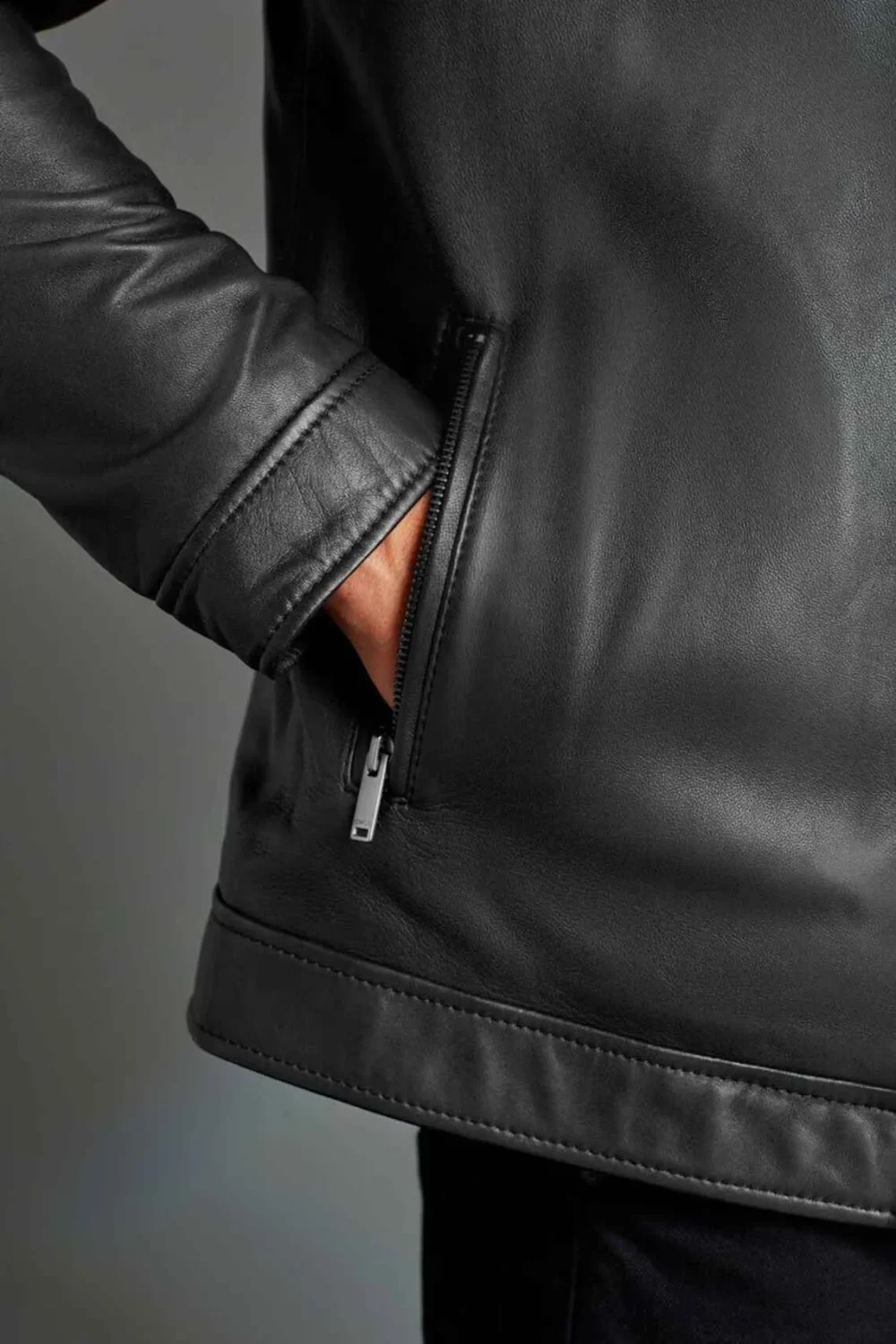 Men's Casual Sleeveless Stand Collar Genuine Leather Waistcoat - Image 2