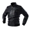 Menâ€™s Black Bomber Biker Genuine Sheepskin Stand Collar Classic Fashionable Outfit Moto Leather Jacket