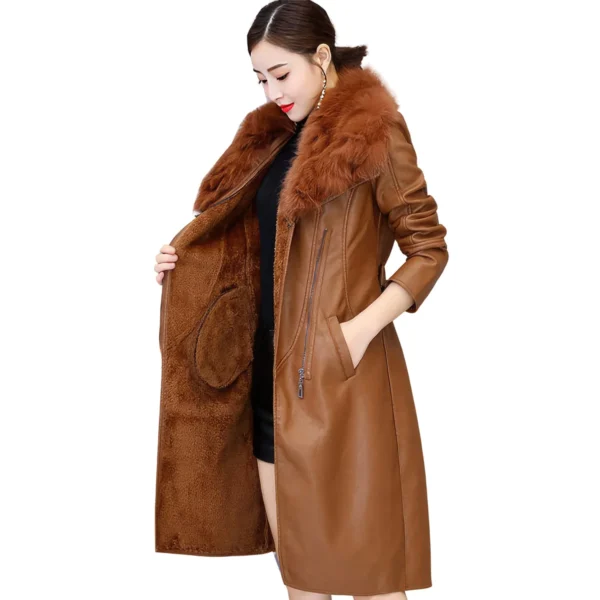 Womenâ€™s Brown Genuine Sheepskin Sherpa Shearling Faux Fur Lined Slim Fit Winter Warm Casual Fashion Leather Jacket