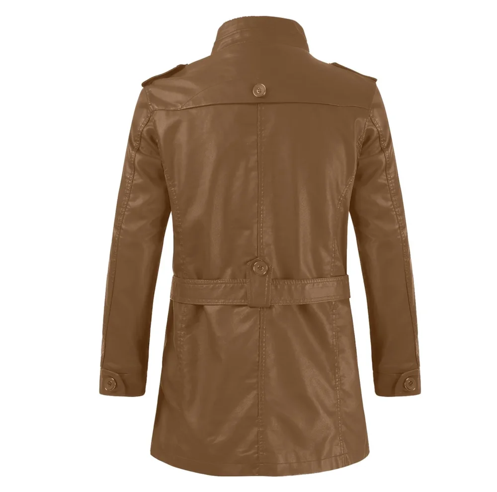 Menâ€™s Tan Brown Genuine Sheepskin Autumn Warm Winter Motorcycle CafÃ© Racer Casual England Style Vintage Leather Jacket - Image 2