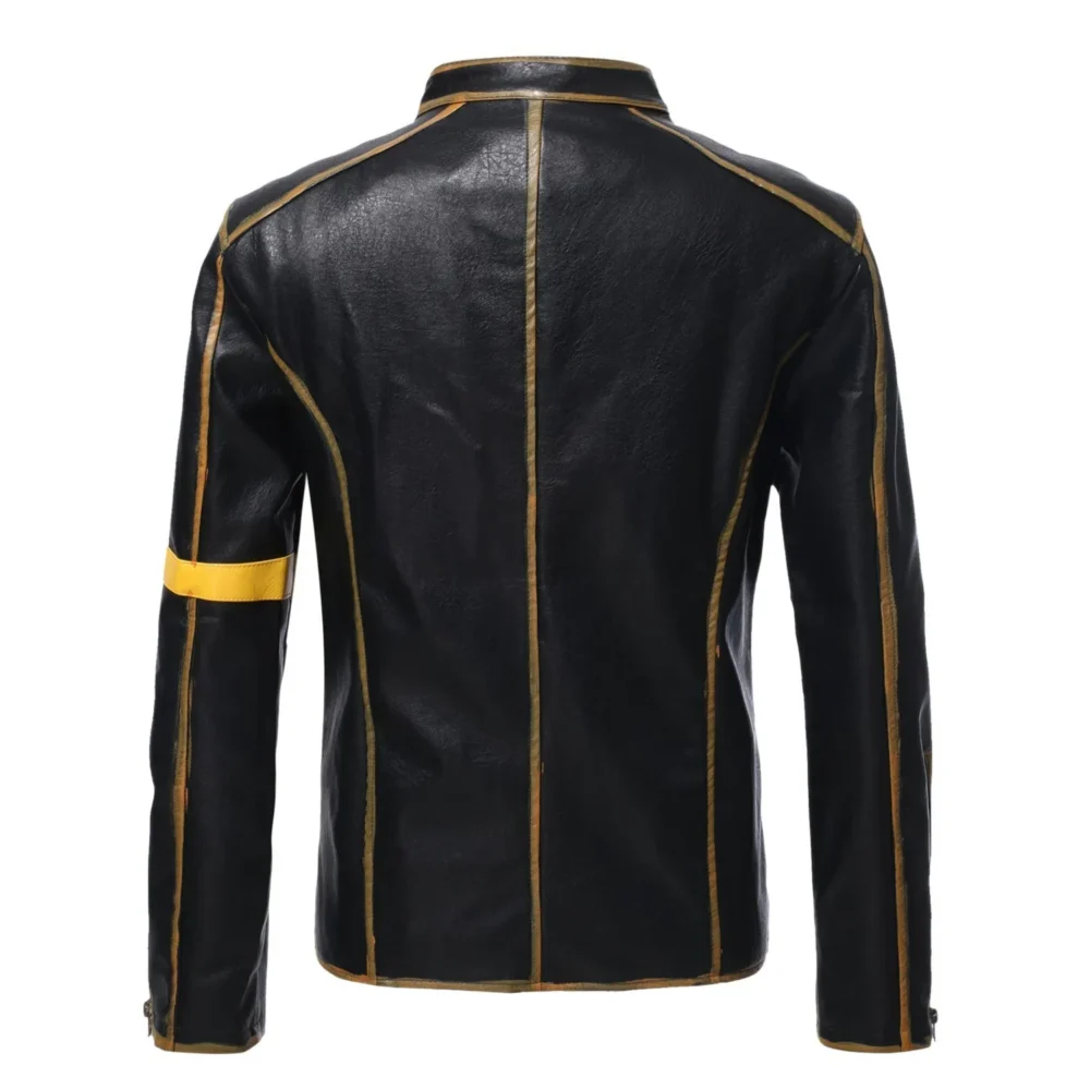 Menâ€™s Black Biker Genuine Sheepskin Stand Collar Casual Crossover Motorcycle CafÃ© Racer Vintage Retro Leather Jacket - Image 2