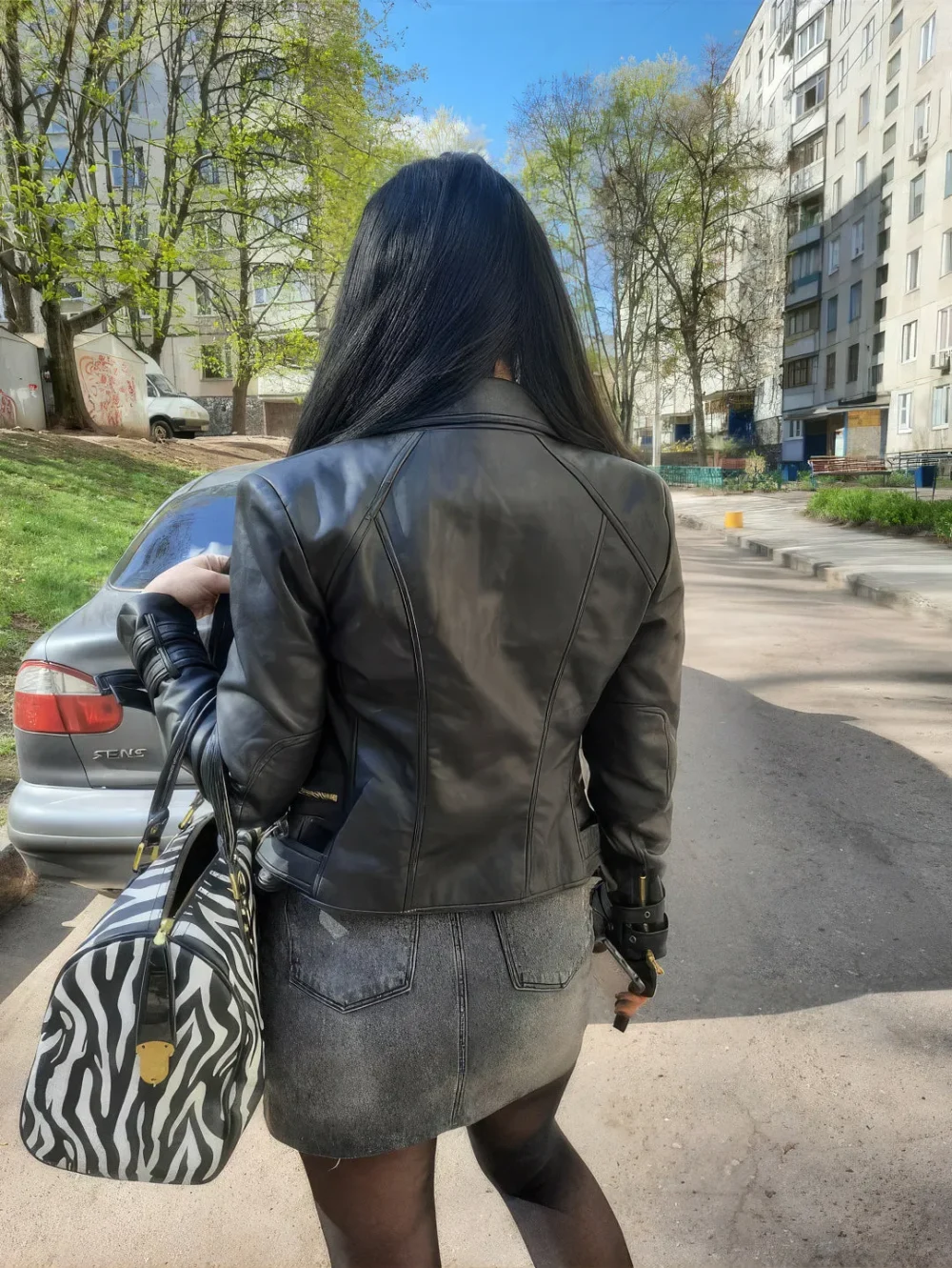 Womenâ€™s Black Genuine Sheepskin Asymmetric Crossover Fashion Casual Classic Lightweight Rider Leather Jacket - Image 3