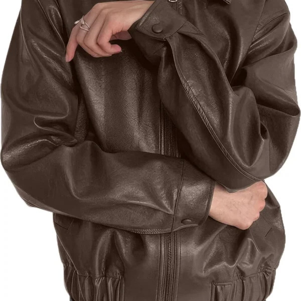 Menâ€™s Brown Genuine Sheepskin Shirt Collar Classic Fashion Oversized Korean Loose Casual Smooth Leather Jacket