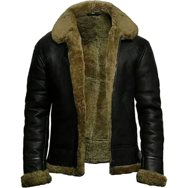 Mensâ€™s Winter B3 WW2 Aviator Fighter Pilots Raf Bomber Real Fur Shearling Leather Jacket