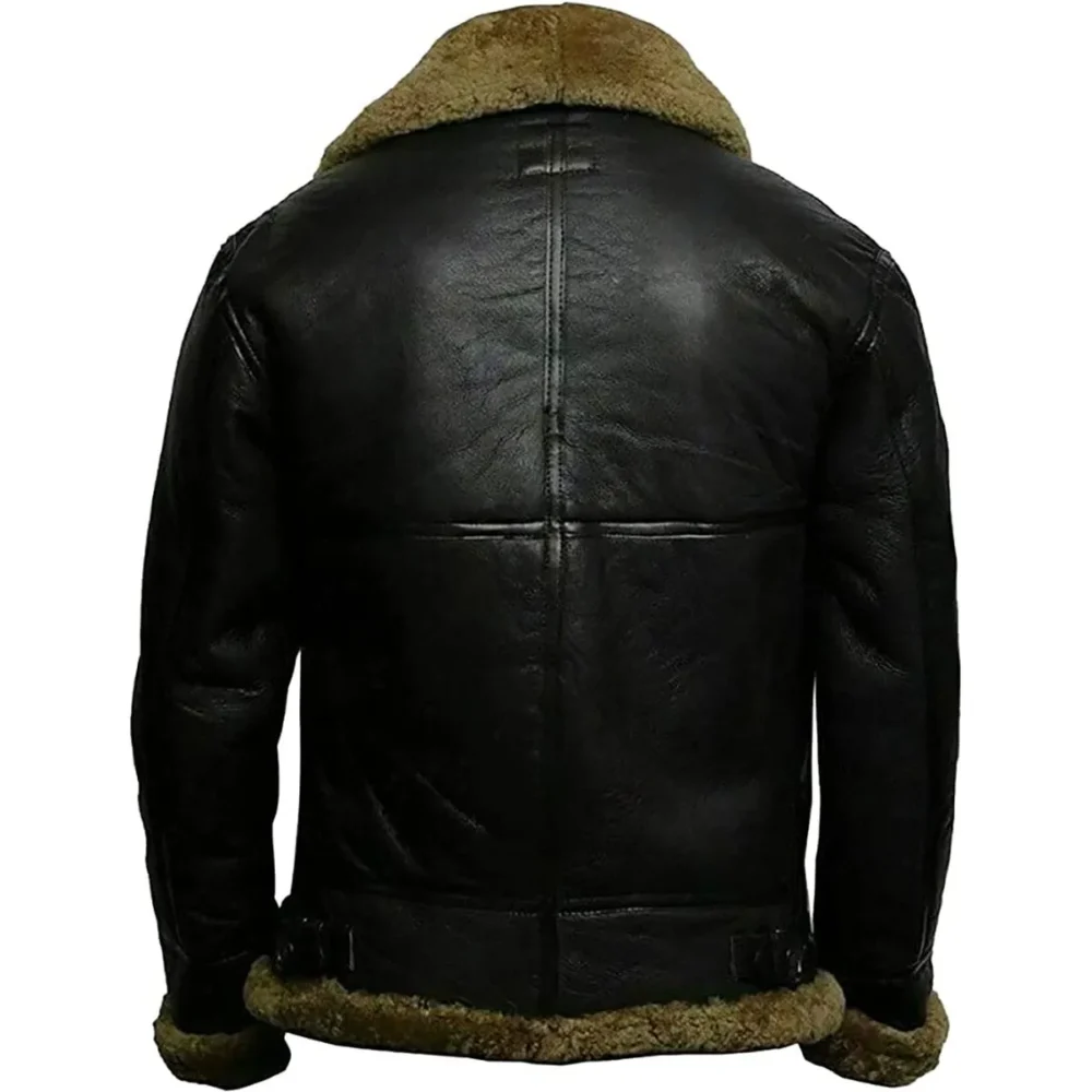 Mensâ€™s Winter B3 WW2 Aviator Fighter Pilots Raf Bomber Real Fur Shearling Leather Jacket - Image 2