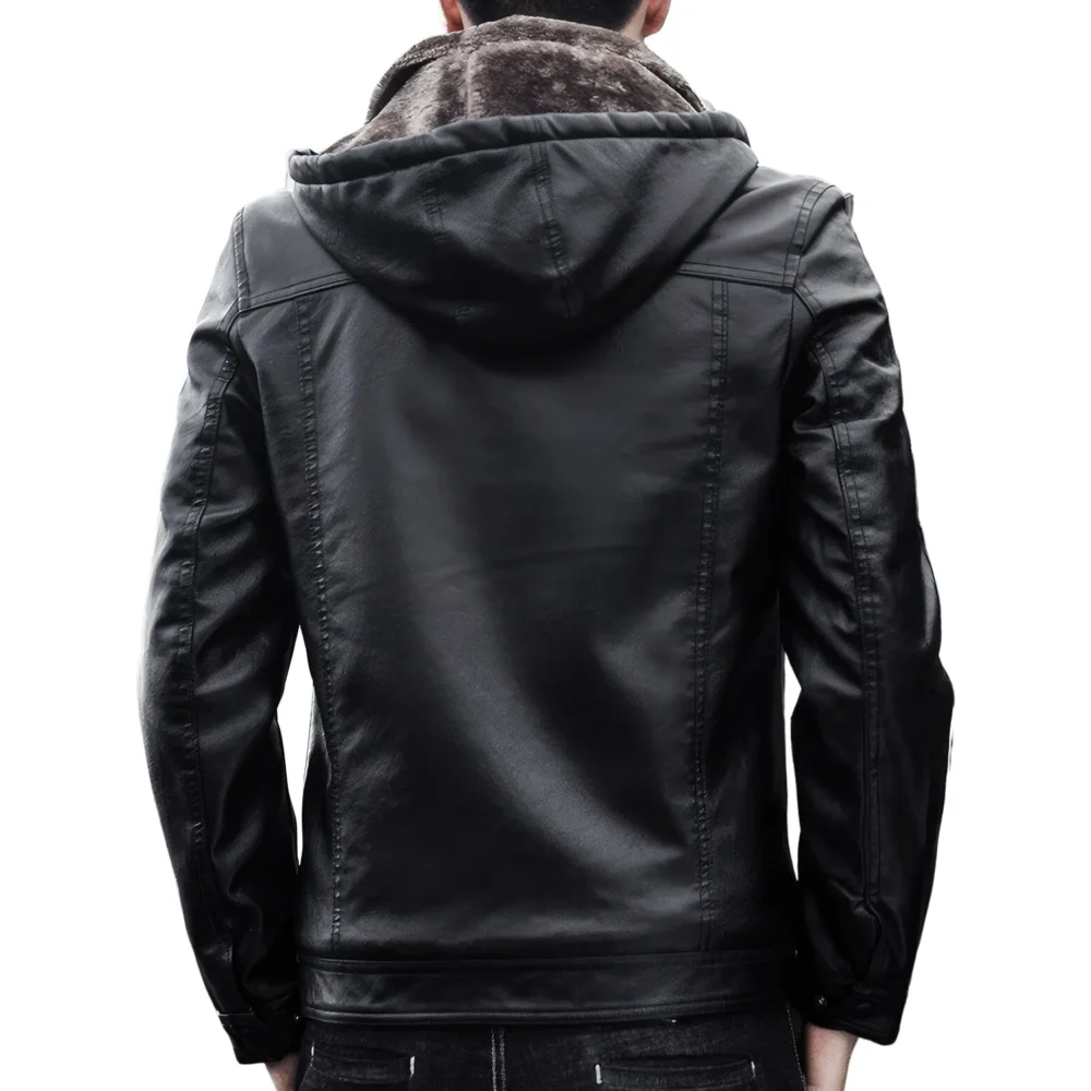 Menâ€™s Black Biker Genuine Sheepskin Stitched Lining Turn-Down Collar Casual Classic CafÃ© Racer Fashionable Sporty Scooter Retro Rider Slim Fit Leather Jacket - Image 4