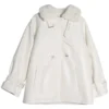 Womenâ€™s White Genuine Sheepskin Sherpa Shearling Faux Fur Lined Casual Fashion Thick Oversized Waist Drawstring Leather Jacket
