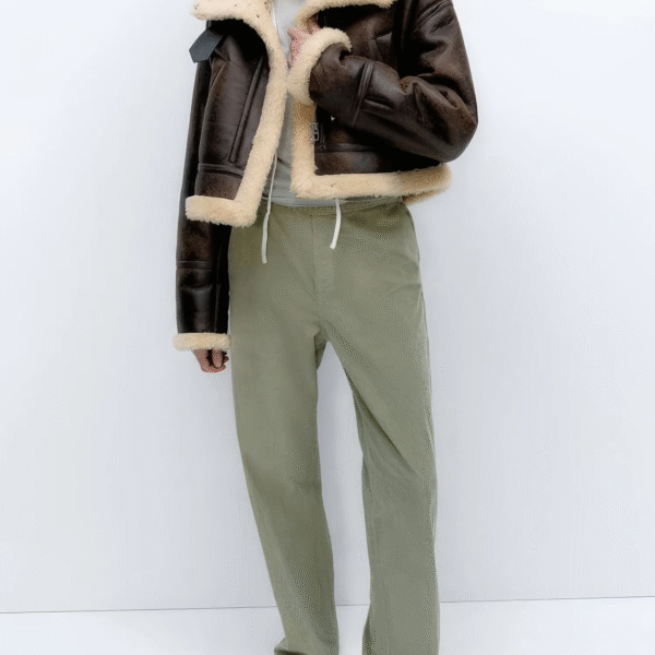 Womenâ€™s Distressed Brown Genuine Lambskin Sherpa Shearling Faux Fur Lined Moto Biker Fashion Winter Thick Bomber Leather Jacket