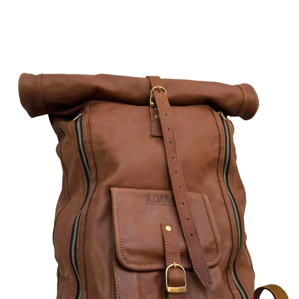 Men's Full Grain Vegetable Tanned Leather Travel Backpack - Image 4