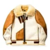 Men's RAF B3 Bomber Flight Jacket - Brown Flying Pilot Aviator Fur Leather Coat