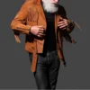 Men's Suede Leather Belted Jacket - Western Style Cowboy Fringe, Biker Fringe Jacket