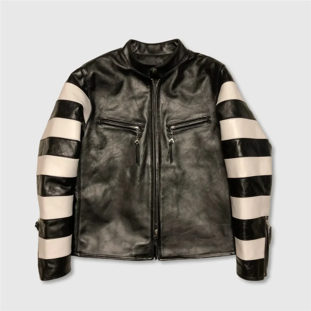 Men's Classic J100 Rider Biker Jacket - Genuine Leather - Image 2