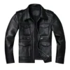 Men's Slim Fit Distressed Moto Biker Leather Jacket: 100% Cowhide with Skull Design