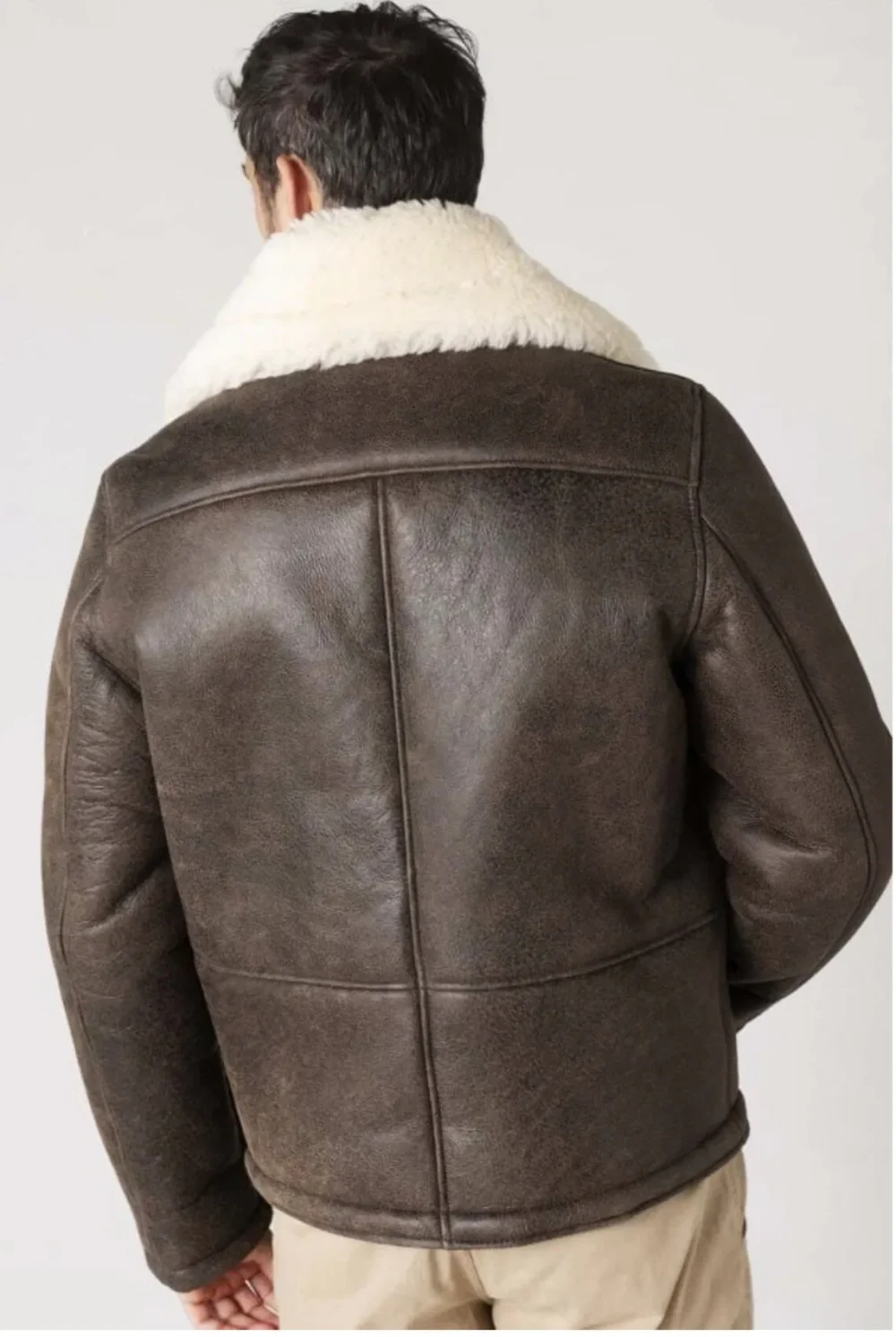 Men's Pure Leather Shearling Jacket - Image 4