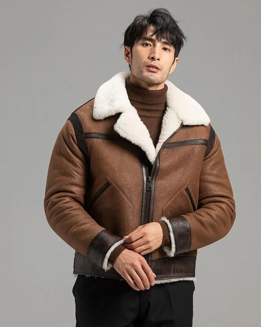 B3 Menâ€™s Shearlings Leather Jacket