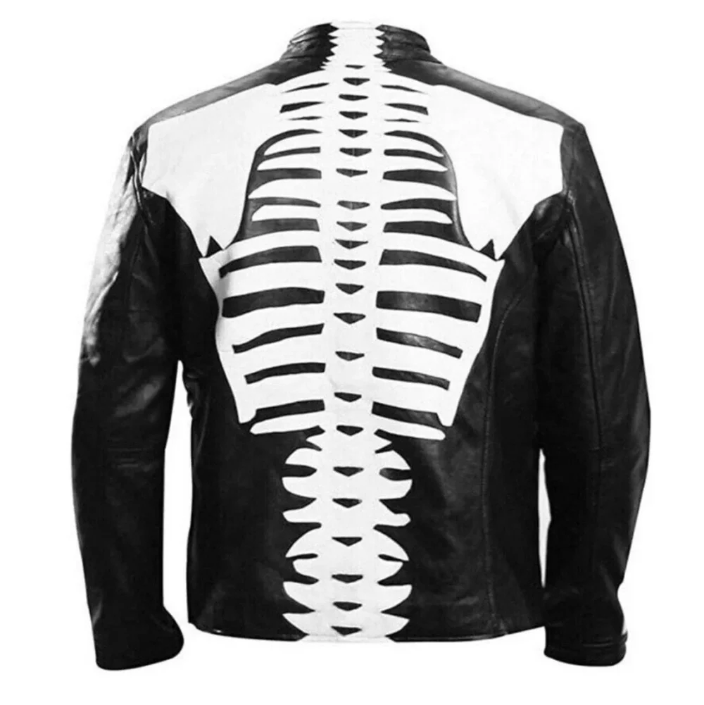 Skeleton Bones Rider Biker Cosplay Jacket for Halloween" - Image 2