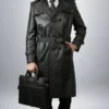 Handmade Full-Length Black Sheepskin Leather Trench Coat