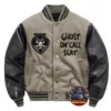 Men's Vintage Wool Splicing Flight Jacket with Leather Sleeves: Winter Cotton Pad Baseball Jersey
