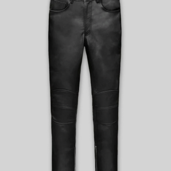 Slim Fit Leather Biker Pants for Men