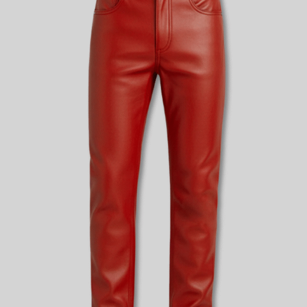 Red Leather Pants – Slim Fit