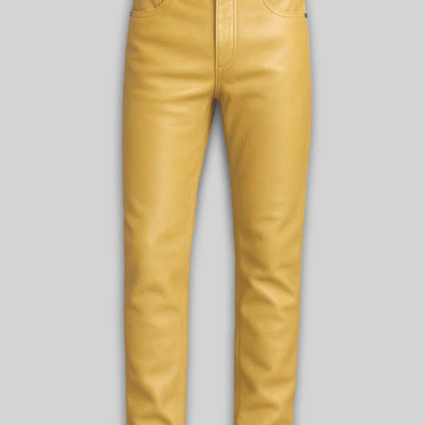 Yellow Leather Pants – Slim Fit