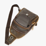Men’s Handmade Genuine Leather Crossbody Sling Chest Bag - Image 2