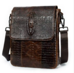 Men’s Crocodile Embossed Leather Messenger Bag