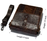 Men’s Crocodile Embossed Leather Messenger Bag - Image 3