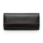 Women’s Black Leather Wallet – Red Stripe Edition