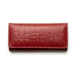 Women’s Red Croc Texture Leather Wallet