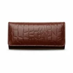 Women’s Dark Brown Croc Texture Leather Wallet