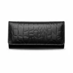 Women’s Black Croc Texture Leather Wallet