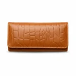 Women’s Brown Croc Texture Leather Wallet