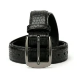 Royal Black Croc Leather Belt