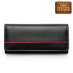 Women’s Black Leather Wallet – Red Stripe Edition