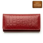 Women’s Red Croc Texture Leather Wallet