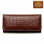 Women’s Dark Brown Croc Texture Leather Wallet