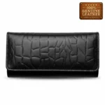 Women’s Black Croc Texture Leather Wallet