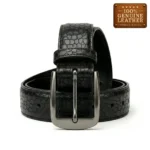 Royal Black Croc Leather Belt