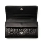Women’s Black Croc Texture Leather Wallet - Image 2