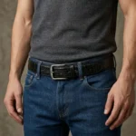 Royal Black Croc Leather Belt - Image 3