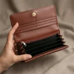 Women’s Dark Brown Croc Texture Leather Wallet - Image 3