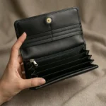 Women’s Black Croc Texture Leather Wallet - Image 3