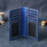 Blue Leather Wallet with Cash & Card Slots - Image 3