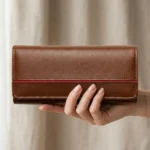 Women’s Brown Leather Wallet – Red Stripe Edition - Image 4