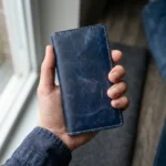 Blue Leather Wallet with Cash & Card Slots - Image 4