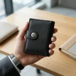 Slim Black Leather Card Wallet - Image 4
