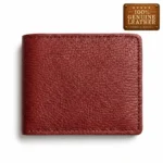 Men’s Burgundy Brown Leather Bifold Wallet with ID Window